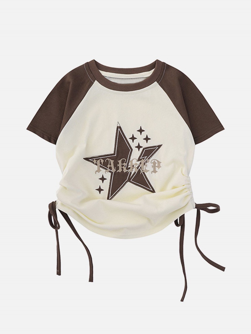 Vert  T Shirts Aelfric Eden Star Printing Drawstring Tee - XFQ-5291008